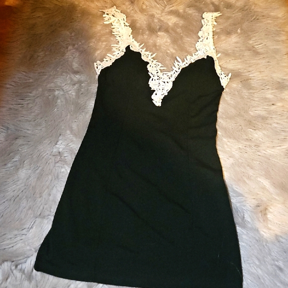 Forever 21 Black Dress with White Lace Trim - Picture 1 of 5